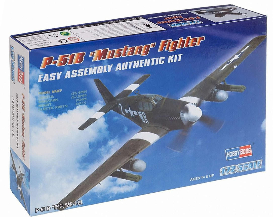 HobbyBoss 1/72 P-51B Mustang Fighter Easy Kit 80242